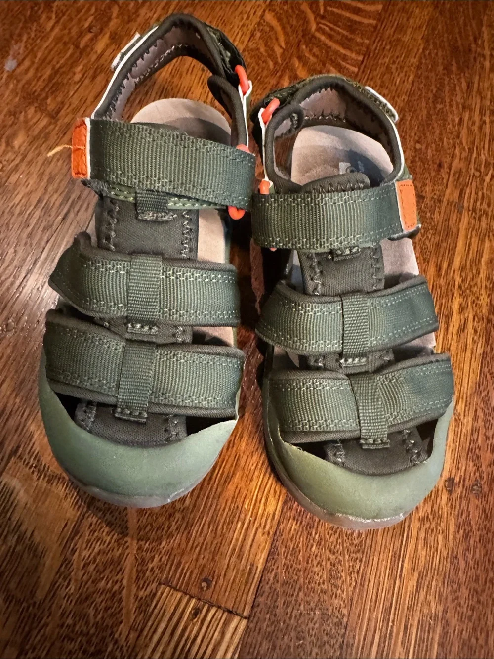 See Kai Run Olive Green & Orange Accent Kids Sandals